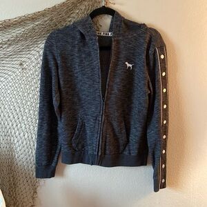PINK Victoria's Secret Dark Gray Hoodie with Gold Accents